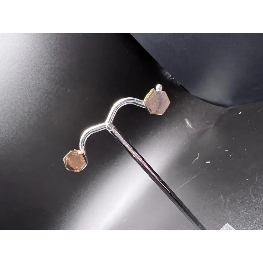 Rose Gold Hexagon Earrings - Picture 3 of 5